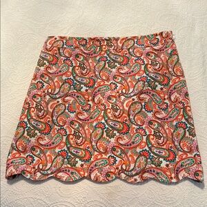 Talbots Multicolor Paisley Scalloped Mini Skirt